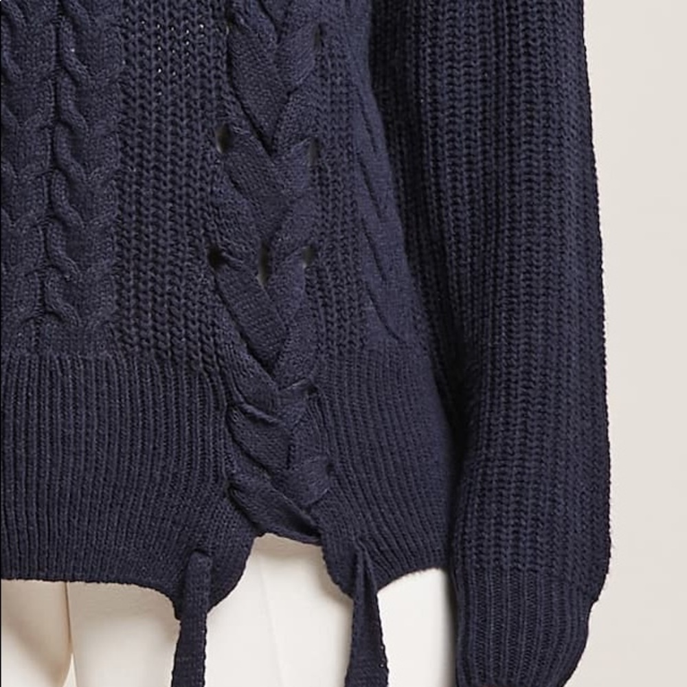 💣 MAJOR SALE! Navy Front Lace Up Sweater - Picture 4 of 4